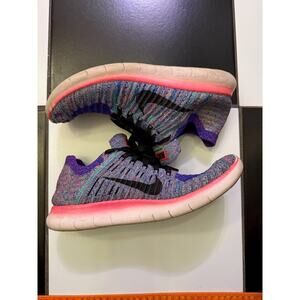 Women's Nike Free RN Flyknit running shoes purple and pink Size 8